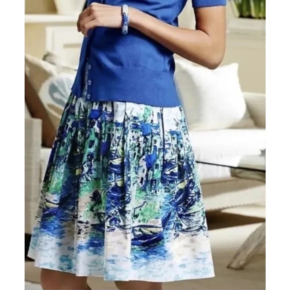 Talbots Venice Italy Scene Pleated Skirt Size 10